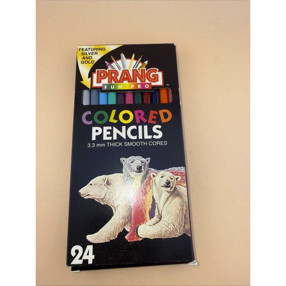 Vintage Prang Fun Pro Colored Pencils 23 Ct Silver Gold